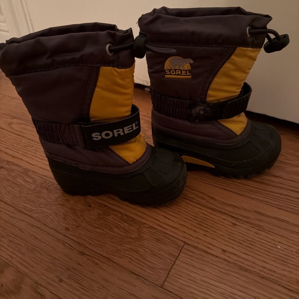 Sorel Kids Winter Snow Boots | Brown & Yellow | Size 6 | Warm & Waterproof